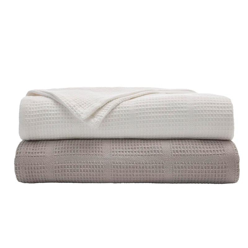 Kenneth Cole Kenneth Cole Waffle Grid Solid Cotton Blanket