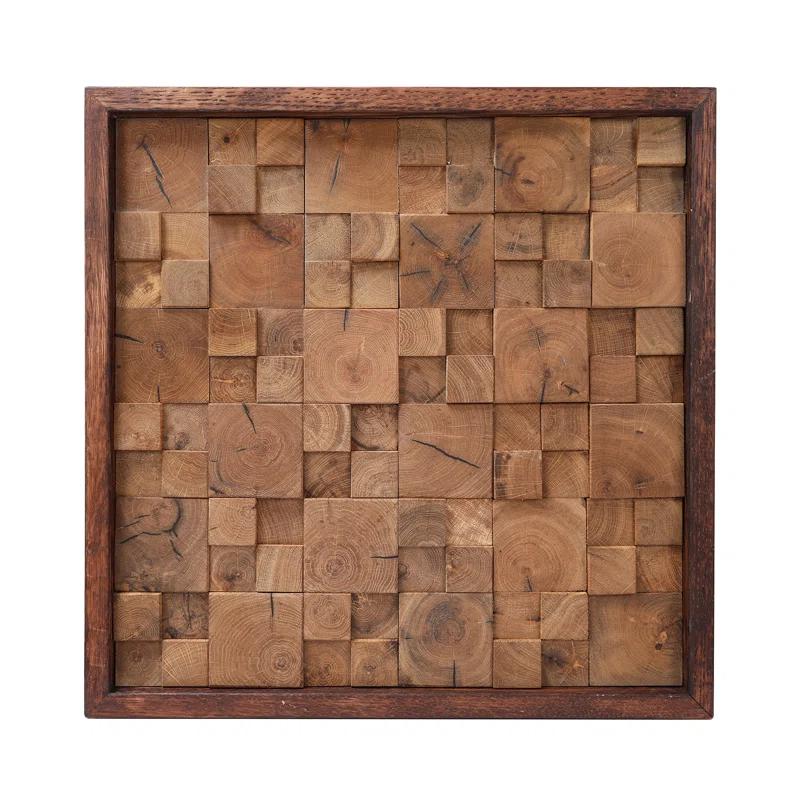 Rustic Abstract Wall Decor on Solid Wood