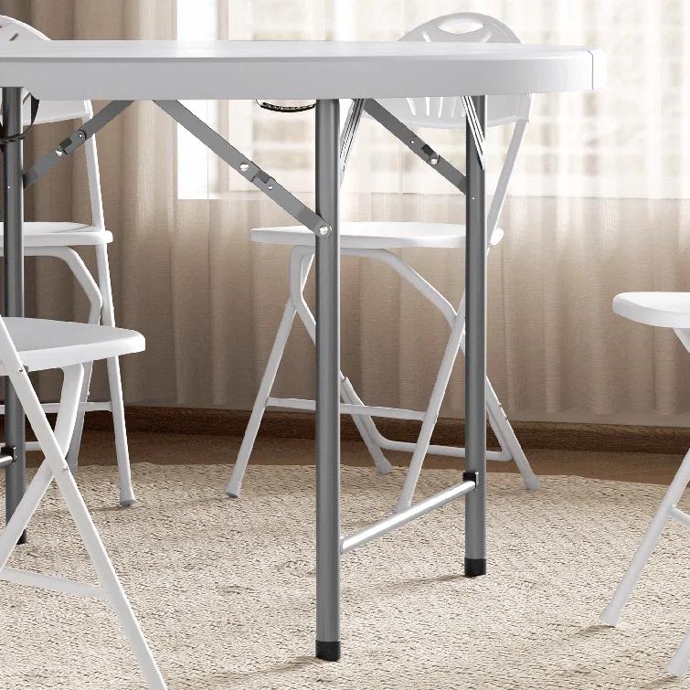 Plastic Round Folding Table, Portable Foldable Party Banquet Table for Camping Dining Outdoor Picnic