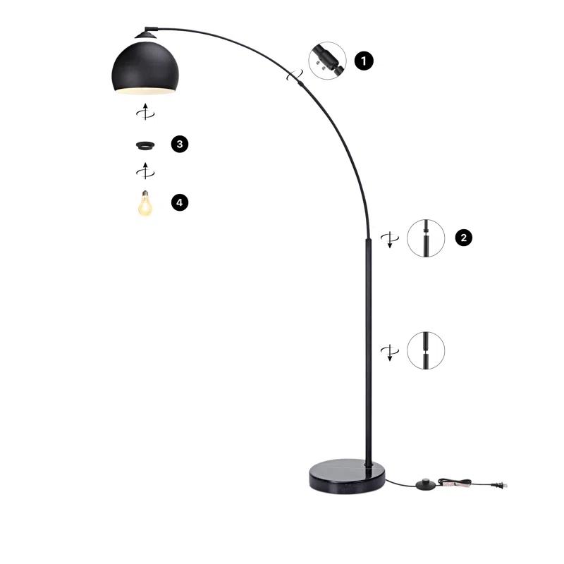 Wrought Studio™ Perlis 66.93" Arc Floor Lamp with Solid Marble Base