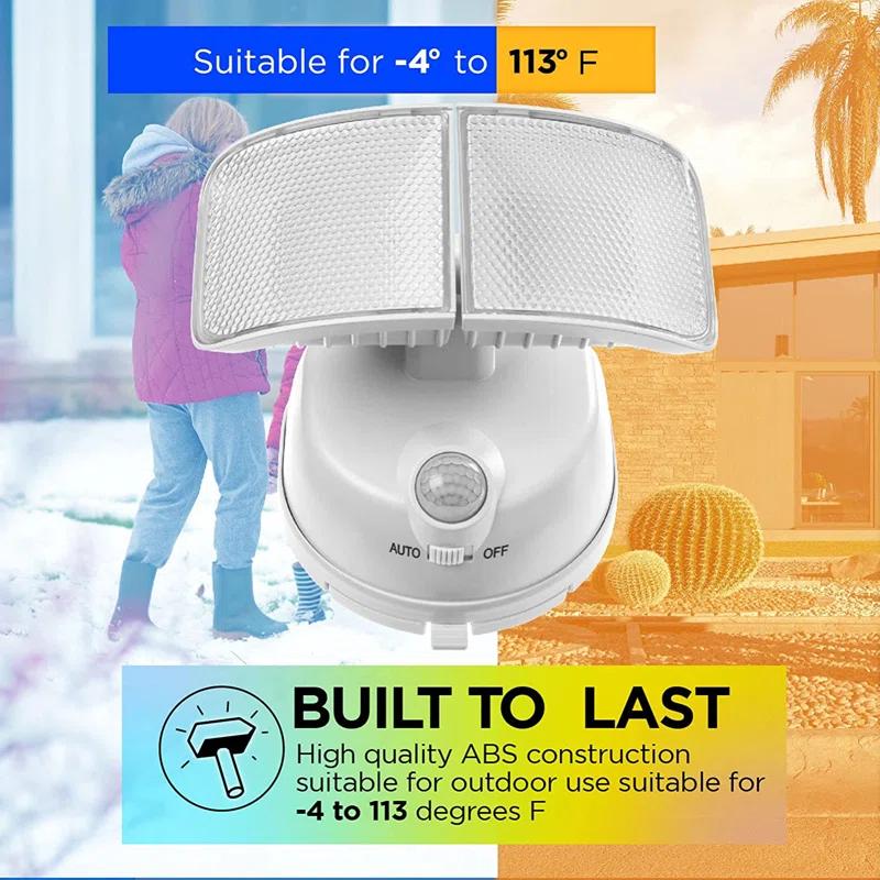 Home Zone Security 2 - Head LED Battery Powered Outdoor Security Flood Light with Motion Sensor