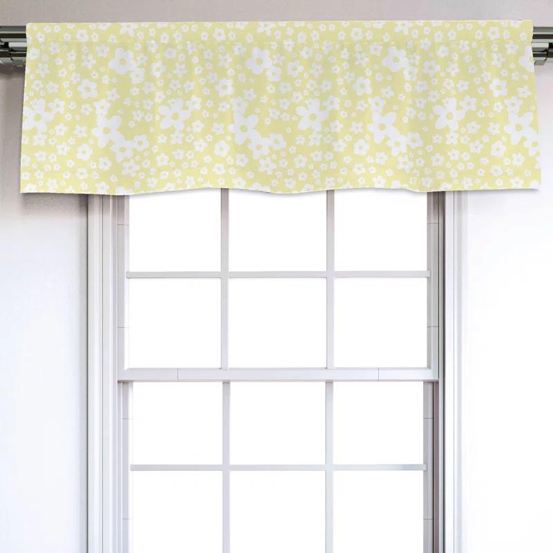 Floral Sateen Ruffled 54'' W Window Valance in