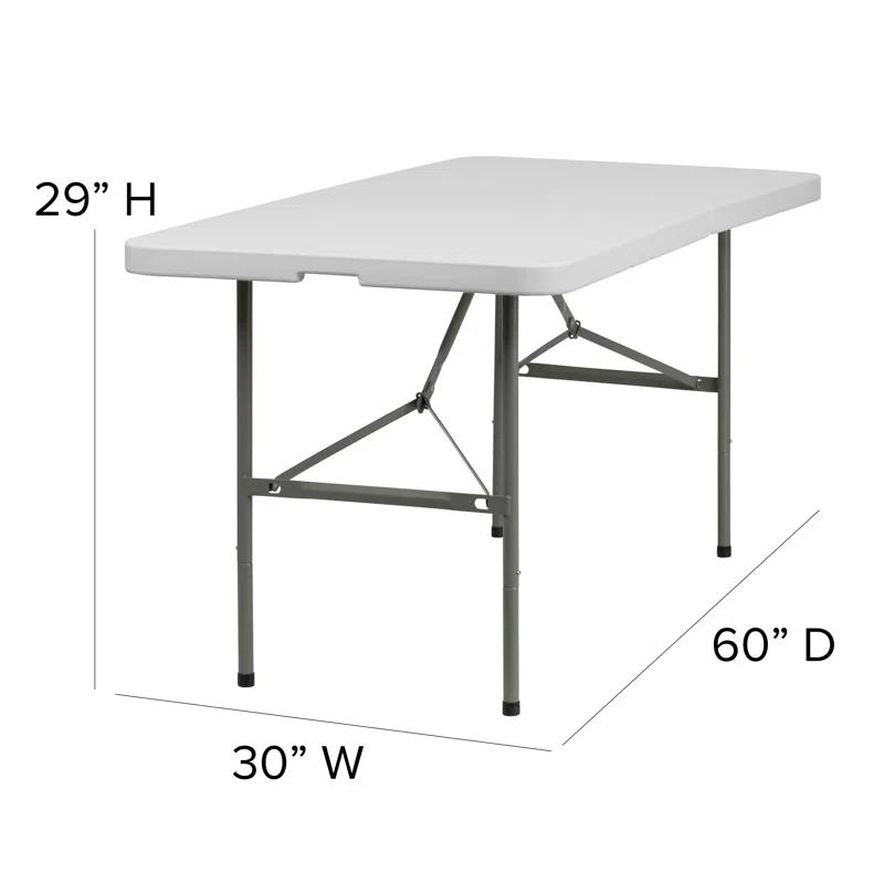 Flash Furniture Noah 30"W x 60"L Bi-Fold Granite White Plastic Folding Table - Banquet Table & Reviews | Wayfair