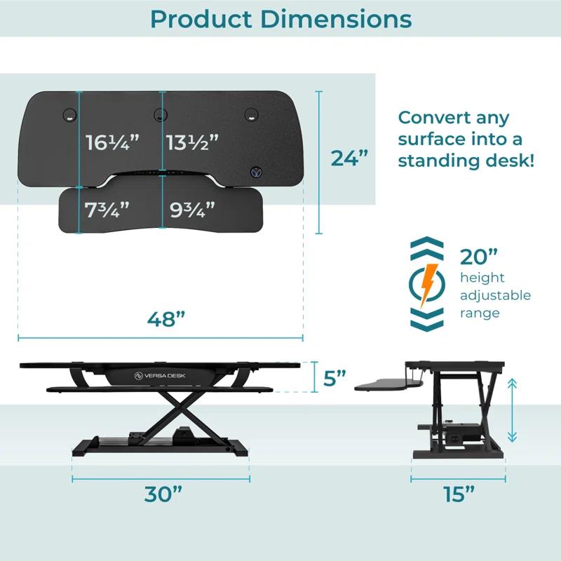 VERSADESK VersaDesk PowerPro Electric Height Adjustable Desk Converter w/ USB Charging Port