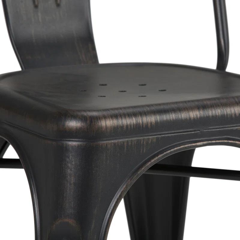 Simpli Home Fletcher Industrial Iron Dining Chair with Stackable Design and Protective Rubber Caps (Set of 2) (Set of 2)