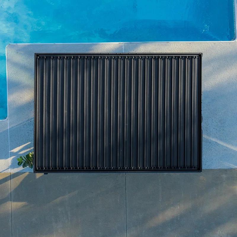 Backyard Discovery Backyard Discovery Sarasota 14' x 10' Galvanized Steel Outdoor Louvered Pergola Kit with Adjustable Steel Roof and PowerPort