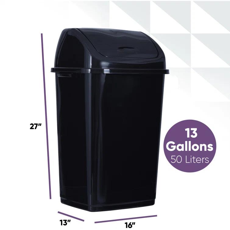 Superio Plastic 13 Gallon Swing Top Trash Can