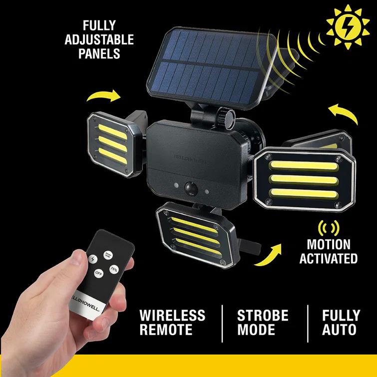 Bell + Howell Bell+Howell Bionic Solar Powered Floodlight with Remote Control, Wide Angle and Motion Activated