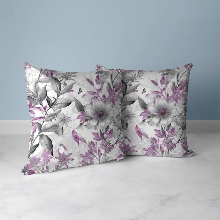 Amrita Sen Exquisite Floral Breeze Floral Indoor/Outdoor Reversible Throw Pillow