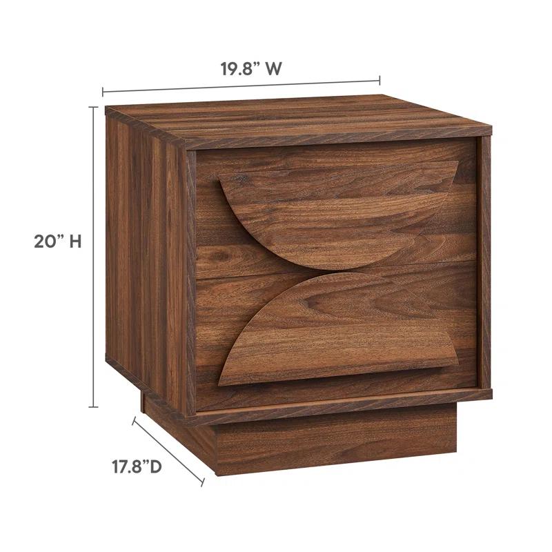 Modway Bulwark 2-Drawer Nightstand In Walnut