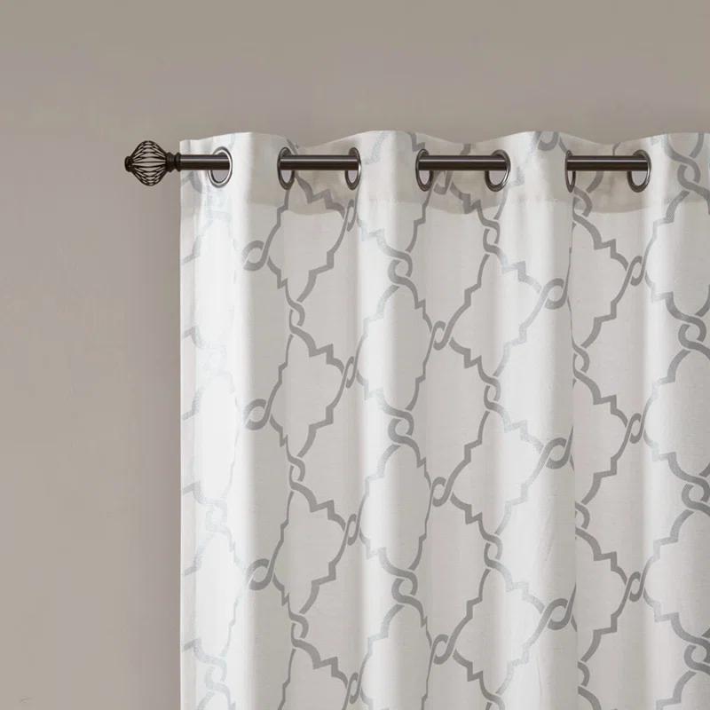 Madison Park Fretwork Print Grommet Top Single Window Curtain Panel