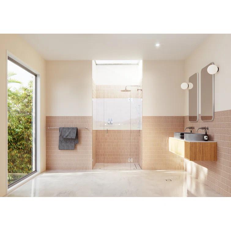 Glass Warehouse Stellar 48.5 in. W x 78 in. H Fully Frameless 3 Panel Inline Glass Hinged Shower Enclosure GHF-48.5-CH