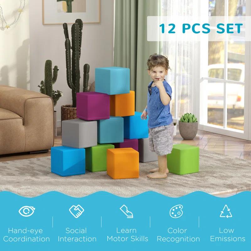 Soozier Soozier 12 Piece Foam Blocks, Soft Play Equipment For Kids, Climbing Toys For Toddlers, Safe Play Structures For Preschooler Baby Learning Development
