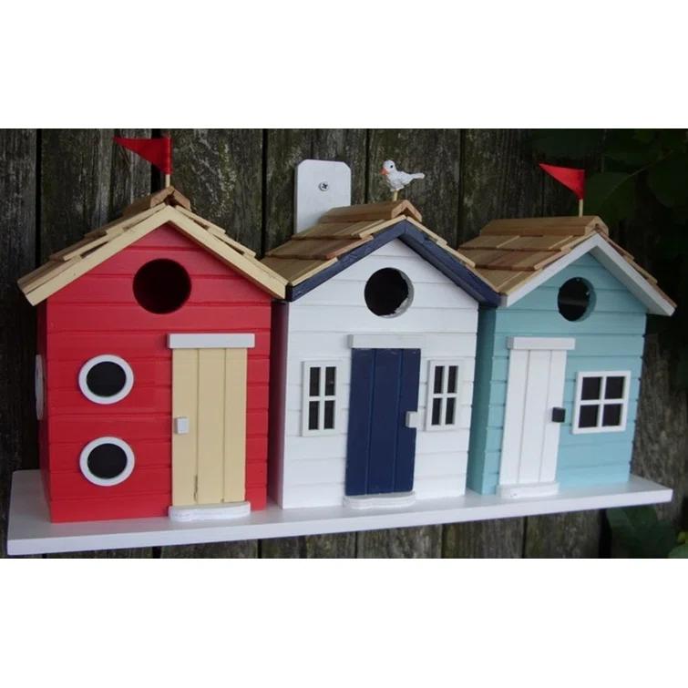 Home Bazaar Birds of a Feather Series Brighton Beach Huts 8.5 in x 17 in x 6 in Birdhouse