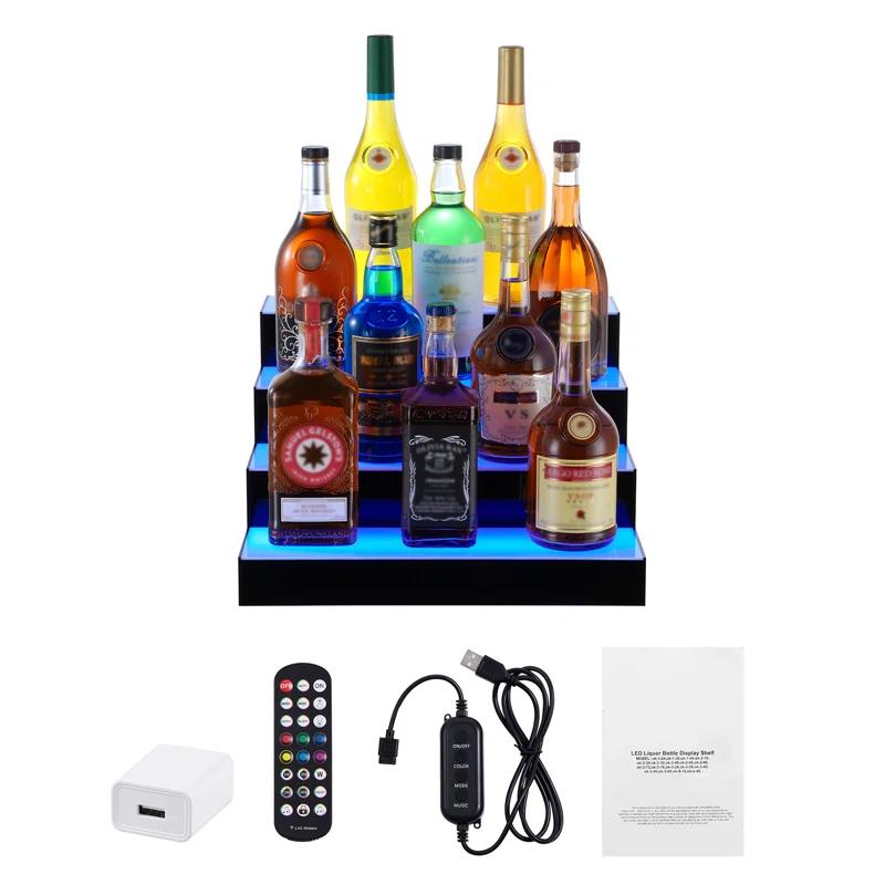 Ivy Bronx Ivy Bronx LED Lighted Liquor Bottle Display Bar Shelf RF & App Control 16" 4-Step