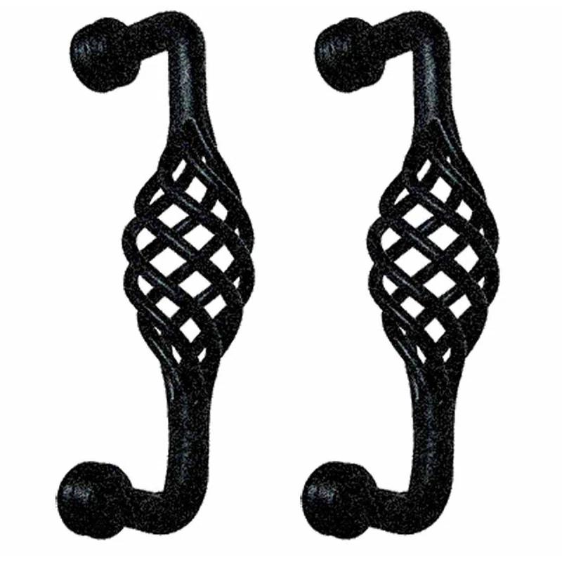 The Renovators Supply Inc. Drawer Handle Cabinet Wrought Iron 5" Center to Center Birdcage Pull (Set of 2)