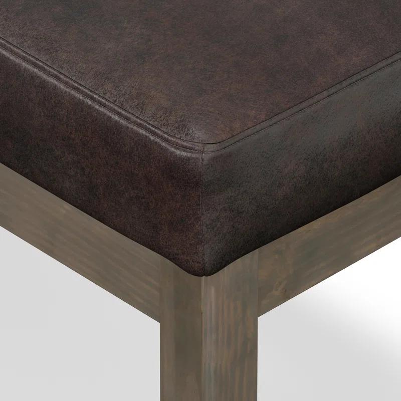 Simpli Home Milltown Ottoman Bench with Upholstered Seat and Solid Wood Frame