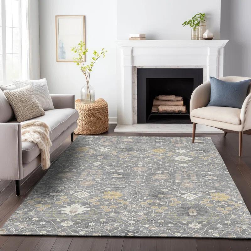 Machine Washable Indoor/Outdoor Chayden ACN1009 Gray 2'3" x 7'6" Runner Rug