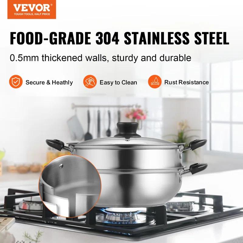 VEVOR VEVOR 3 Quarts Stainless Stee Steamer Pot