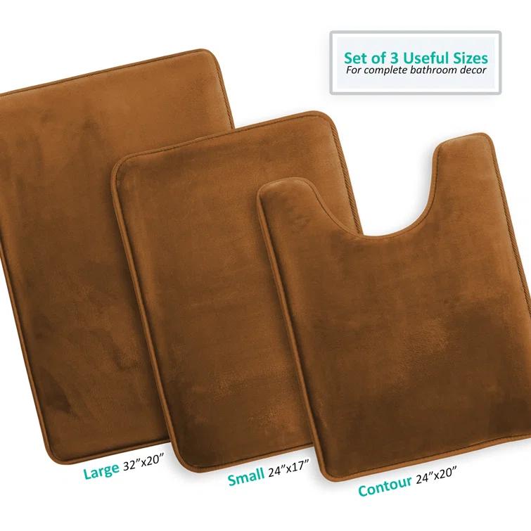 Latitude Run® Aighan 3 Piece Ultra Soft and Absorbent Memory Foam Bath Rug Set with Non-Slip Backing