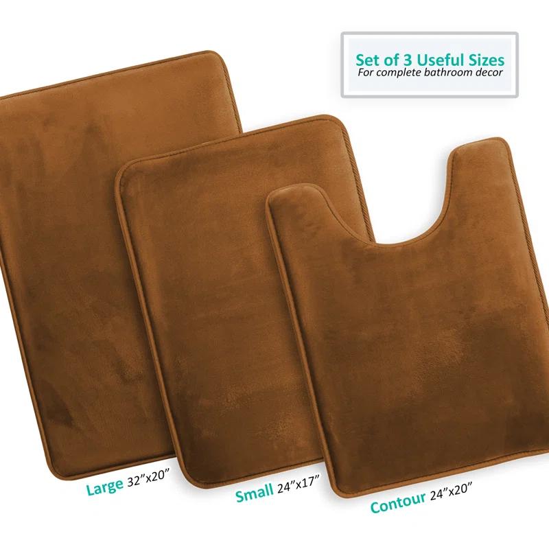 Latitude Run® Aighan 3 Piece Ultra Soft and Absorbent Memory Foam Bath Rug Set with Non-Slip Backing