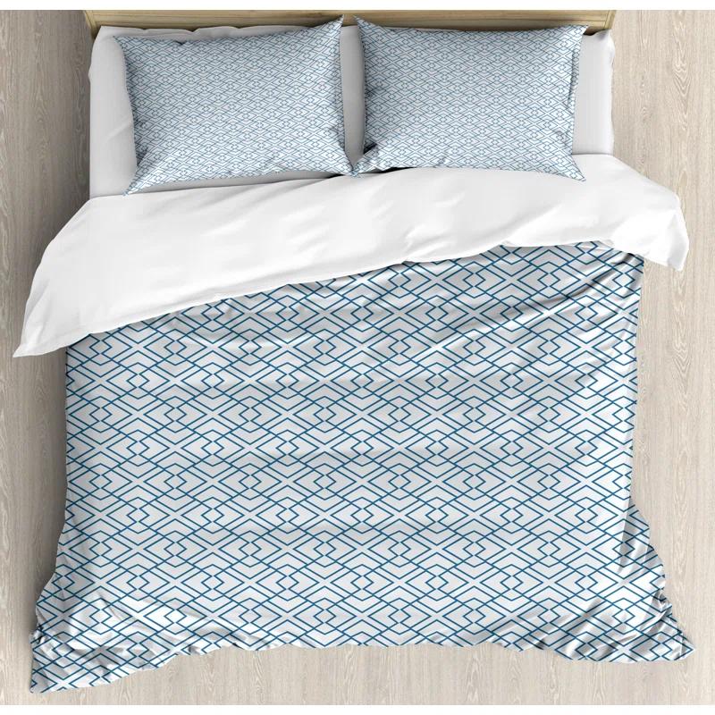 Ambesonne Japanese Eclectic Geometric Shapes Duvet Cover Set