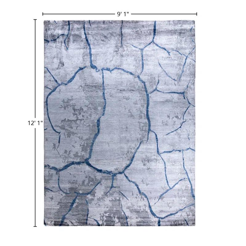 Solo Rugs Modern One-of-a-Kind Hand-Knotted Area Rug - Gray, 9' 1" x 12' 1" | Wayfair