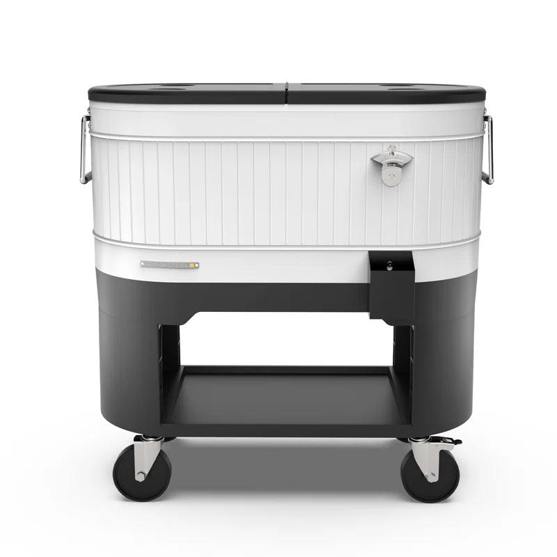 Permasteel 120-Qt Large Outdoor Cooler Cart on Wheels, Rolling Patio Cooler with Dividers for Separate Compartments