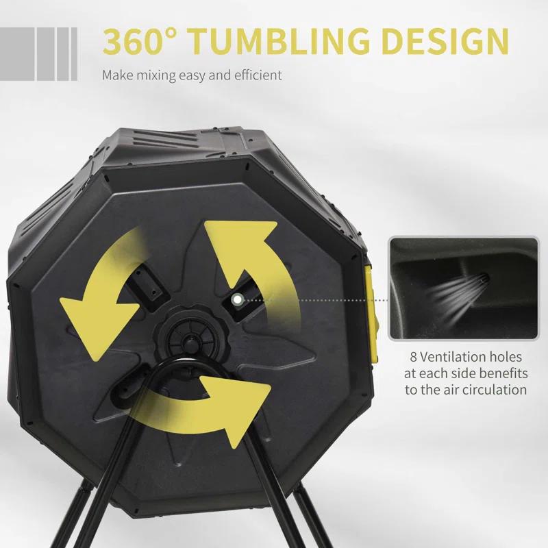 Outsunny 42.3 Gallons Outdoor Tumbler Composter with Latching Lid