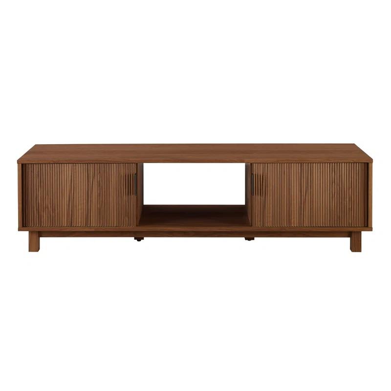 Mocha Engineered Wood 2-Door TV Stand with Storage