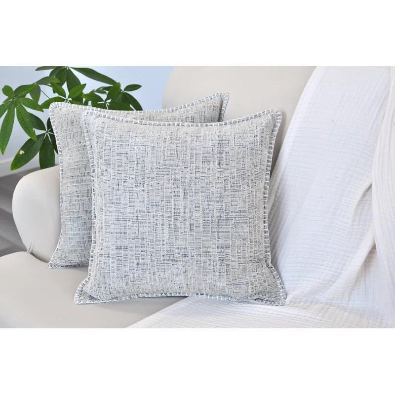 Oveesha Tassel Soft Chenille Throw Pillow Covers With Stitched Edge (Set of 2)