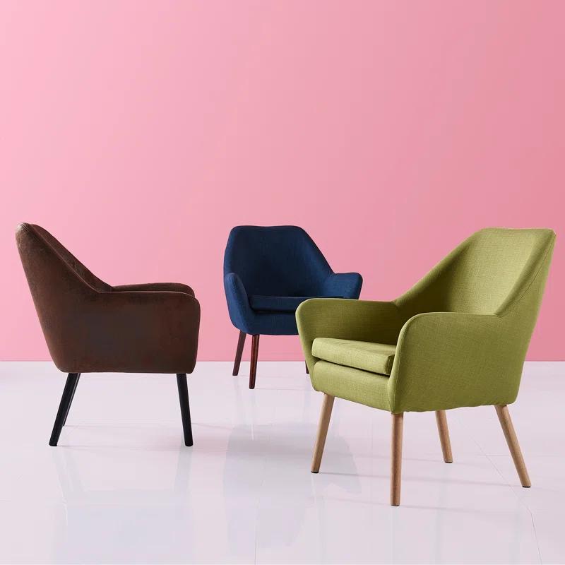 Ebern Designs Ringwold Armchair with Aged Fabric and Solid Wood Legs