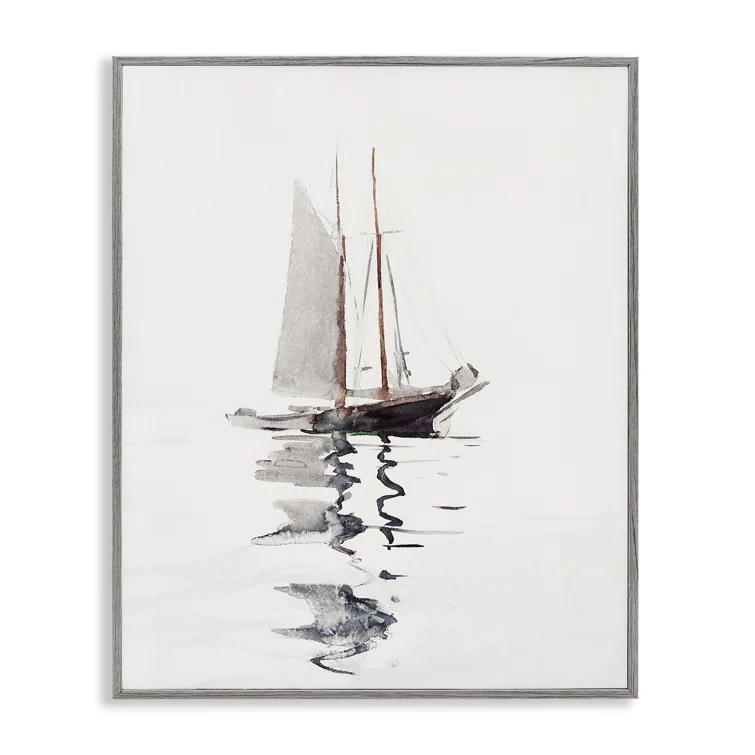 Stupell Industries " Tranquil Sailboat Vessel Floating Lone Ocean Reflection " by Lettered And Lined Painting Print