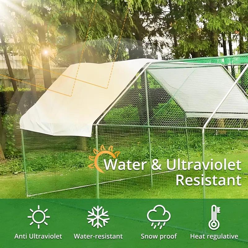 Tucker Murphy Pet™ Large Metal Chicken Coop, Walk-In Chicken Run, Galvanized Wire Poultry Chicken Hen Pen Cage, Rabbits Duck Cages With Waterproof Anti-Ultraviolet Cover For Farm, Backyard (18.5’X9.2’X6.5’)