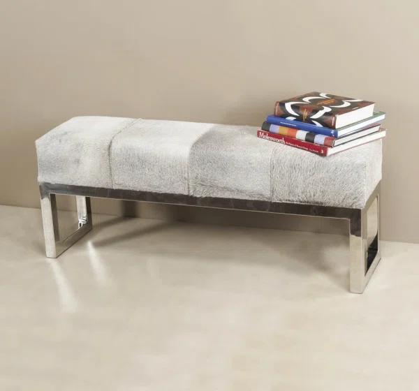 Interlude Moro Genuine Leather Upholstered Bench