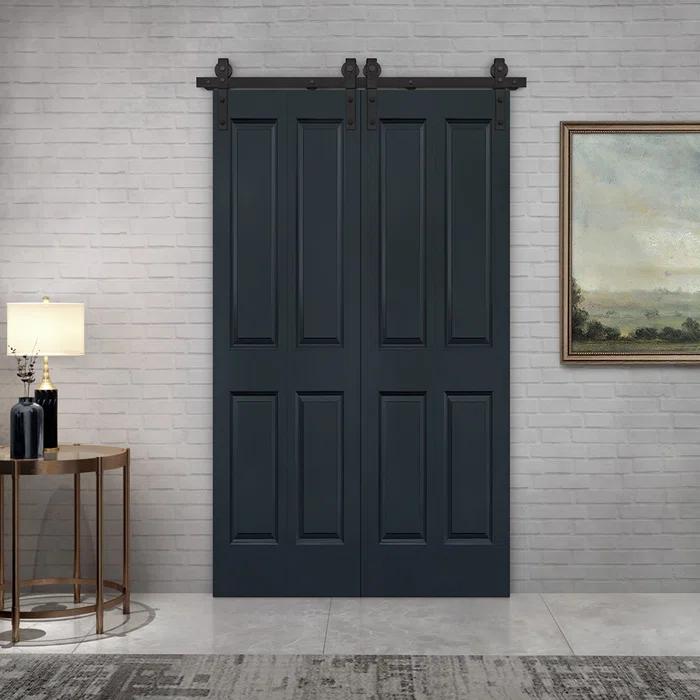 Calhome Paneled MDF Composite Double Bifold Barn Doors with Installation Hardware Kit