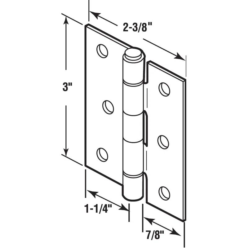 Prime-Line Screen Door Replacement Hinges, 3 in. Long, Steel, Black (Set of 2)