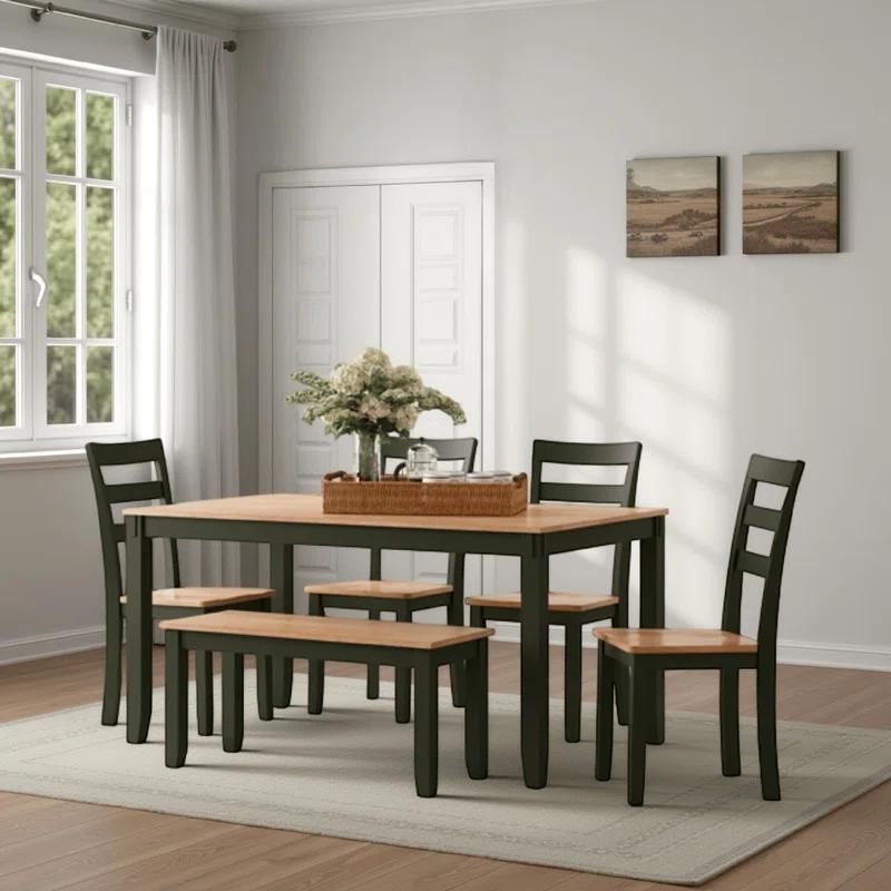 Lark Manor™ Malkin Dining Table With 4 Chairs And Bench, Set Of 6