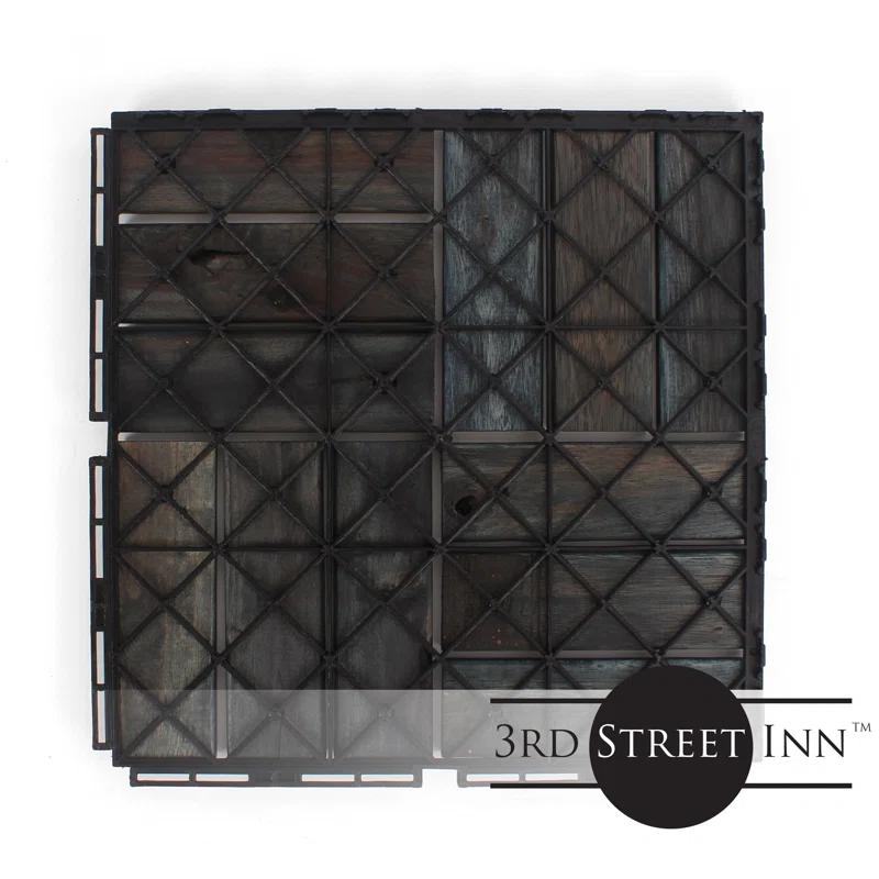 3rd Street Inn 12" x 12" Wood Interlocking Deck Tile (Set of 10)