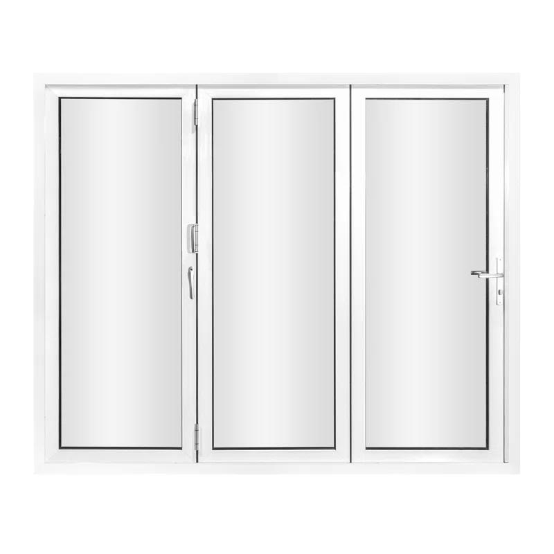KaMic KaMic 96" inch - 3 Panels Glass Aluminum Folding Door In White