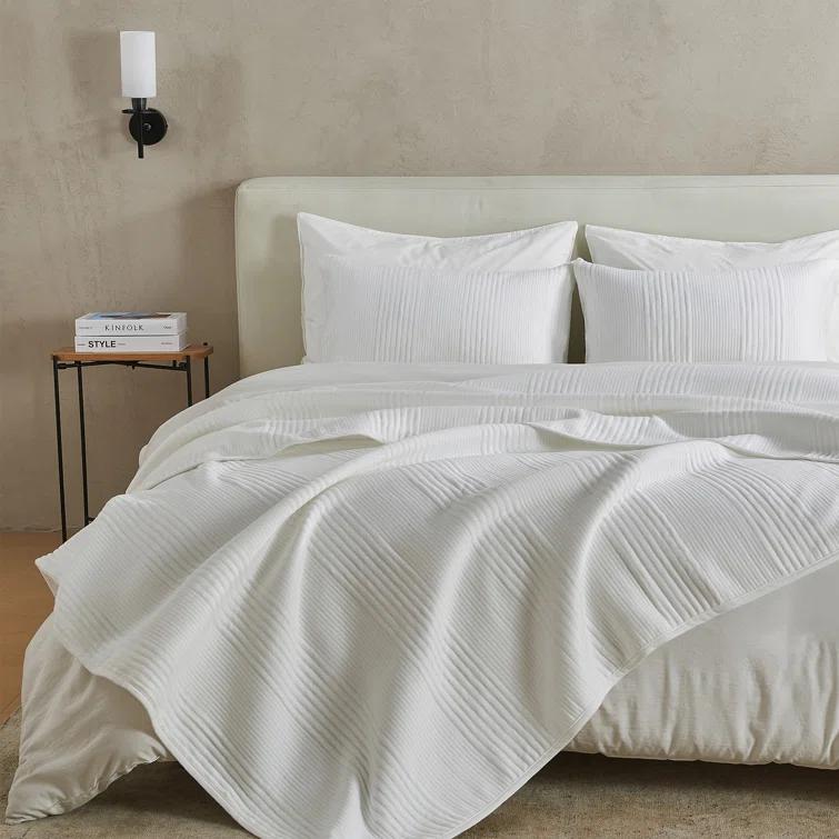 FreshFolds Jersey Cotton Blend Stitched Quilt Set with Shams
