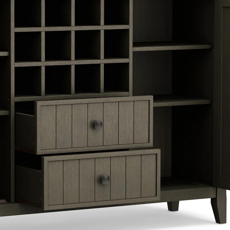 Simpli Home Bedford 54"W Solid Wood Sideboard Buffet and Wine Rack, 2 Drawers, and 2 Cabinets
