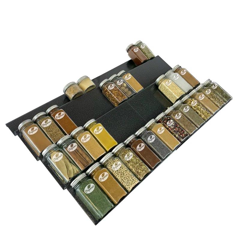 LYNK PROFESSIONAL LYNK PROFESSIONAL® Spice Drawer Organizer - Heavy Gauge Steel 4 Tier Spice Rack - Silver Metallic