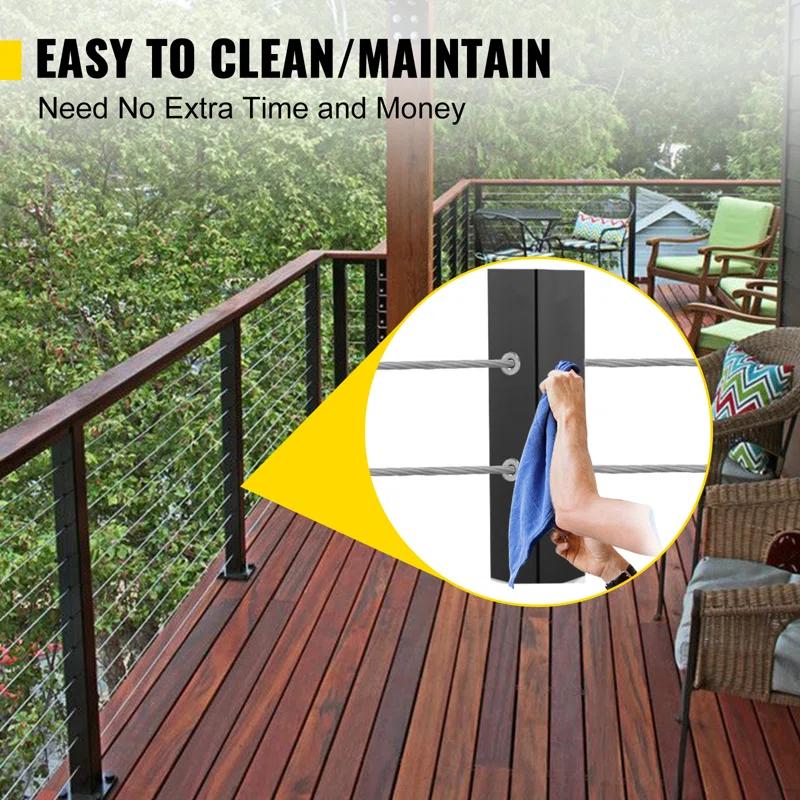 VEVOR VEVOR 36" H Cable Railing Post WITHOUT Predrilled Holes