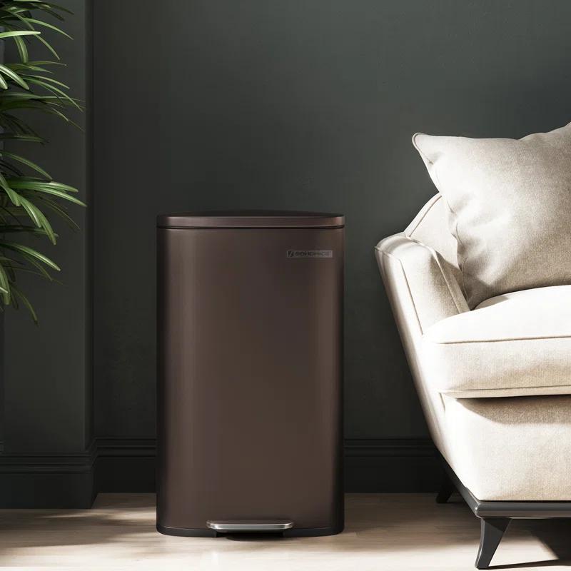 Songmics Stainless Steel Step On Fingerprint-resistant Trash Can with Back Handle