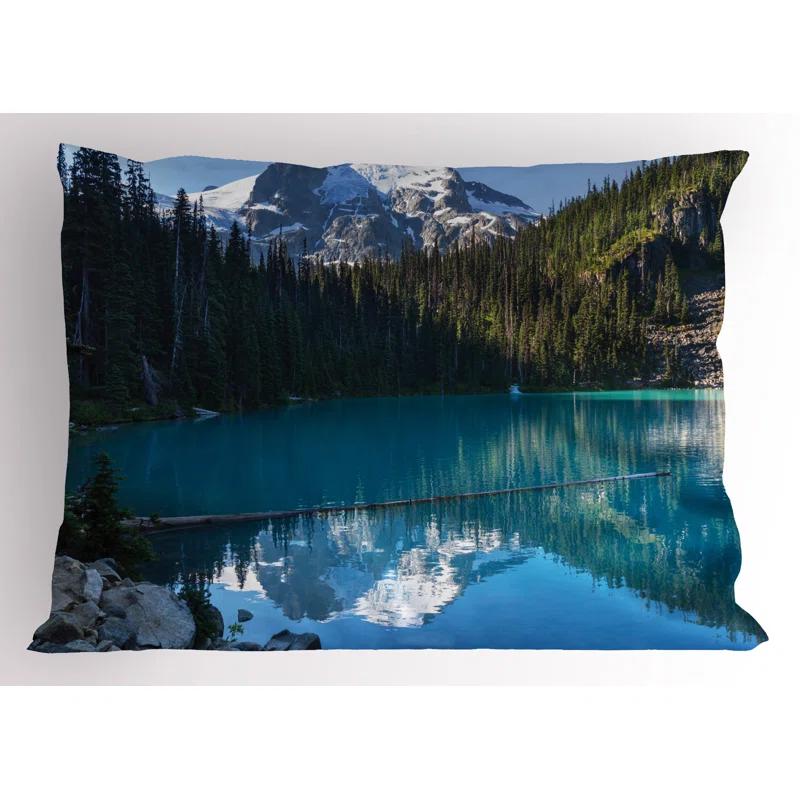 Ambesonne Ambesonne Winter Pillow Sham 2 Pack Snowy Frozen Mountain Blue White Green