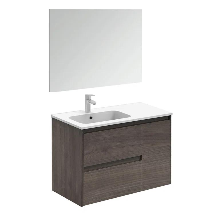 WS Bath Collections Ambra 35.6'' Single Bathroom Vanity with Ceramic Top with Mirror