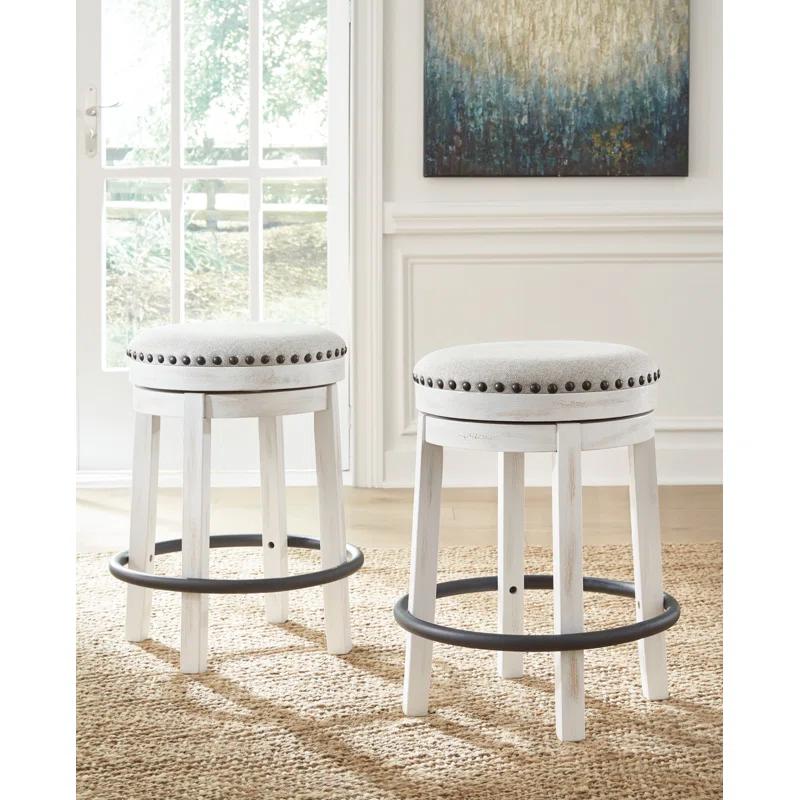 August Grove® Daiah Swivel Upholstered Counter Stool with Solid Wood Frame