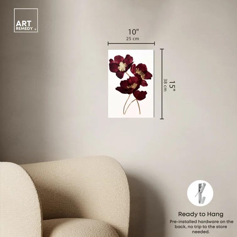 Art Remedy Art Remedy Wine Flowers Framed Floral Fine 1 Piece Canvas Wall Art 57114