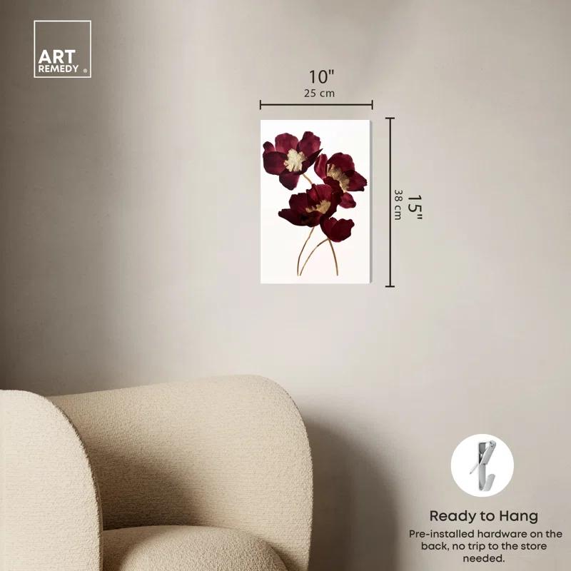 Art Remedy Art Remedy Wine Flowers Framed Floral Fine 1 Piece Canvas Wall Art 57114